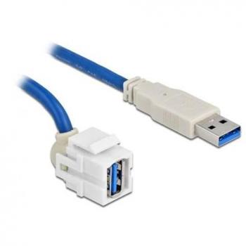 Delock Keystone Modul USB 3.0 A Buchse 250° > USB 3.0 A Stecker mit Kabel weiß (0,50 m)