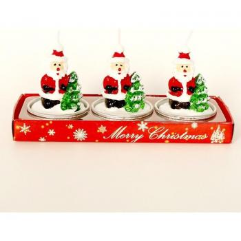 Santa, Snowman, Christmas Tree Candle Set