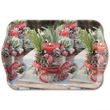 Melamin‑Tray für die Feiertage, 13 × 21 cm, Frozen Candle Design