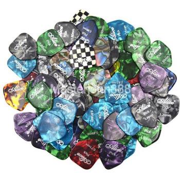 Lot 100 Gemmes Alice Pentagones 0,46-1,50 mm – Coloré Celluloïd, Guitarres Élec/Acoustiques