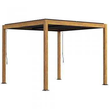 Outsunny Pergola mit 2 einstellbaren Lamellen, natur 297L x 297B x 228Hcm
