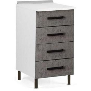 Cassettiera grigio cemento per cucina – 4 cassetti, legno nobilitato, 85×50×40 cm