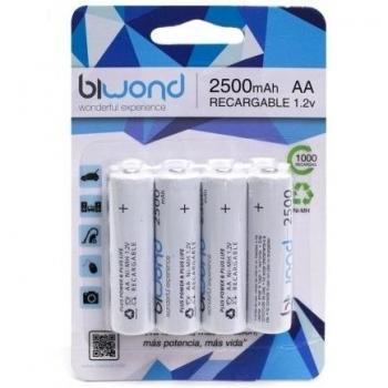 Pack 4x AA 2500 mAh Recargables – Modelo BIWOND