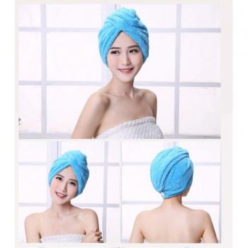 Toalla de baño color sólido con gorro para el cabello