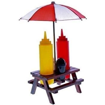 Tablero Menage Barbacoa con Estuche de Condimentos y Sombrilla