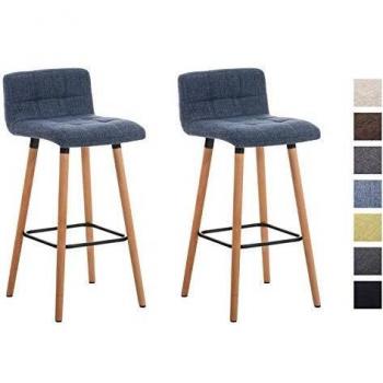Pack de 2 Tabourets de Bar Lincoln V2 Tissu Confortable Nature/Bleu