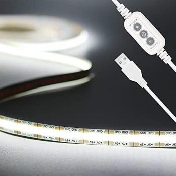 Pautix 6000K 2m LED Strip Lights 5V 640COB Dimmable Tape for Cabinets