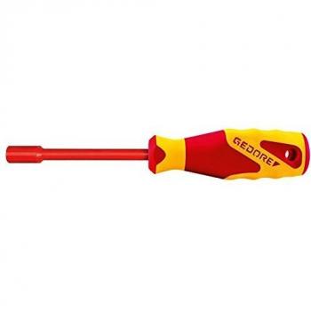 Llave de vaso VDE 2133 12 Gedore, accionador 12 mm Hex aislado, mango recto, longitud global 245 mm