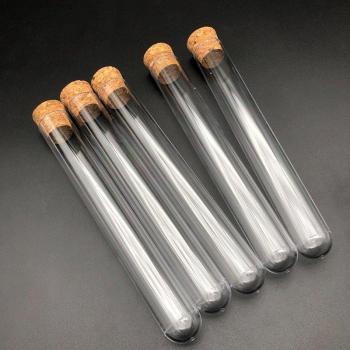 Clear Plastic Test Tubes 20x150mm with Cork Stoppers