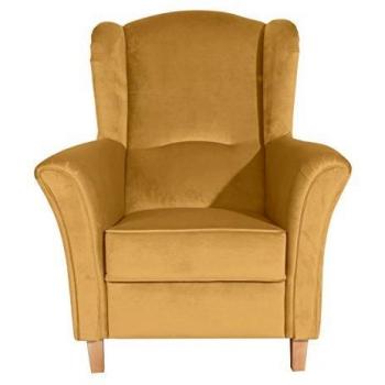 Max Winzer „Agnetha“ Ohrenbacken‑Sofa – samtiger Velours, 75 % Wolle, 25 % Baumwolle, mit verstellbarem Kopfstütze