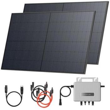 Solarway 800 Wp Balkon‑Solarkit – Bifaziale schwarze Module, kompletter Stromausgang