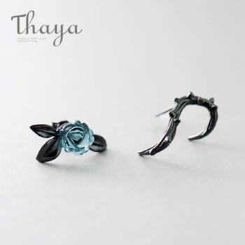 Boucles d'oreilles en argent s925 avec épine et cristaux rose noir pour femme
