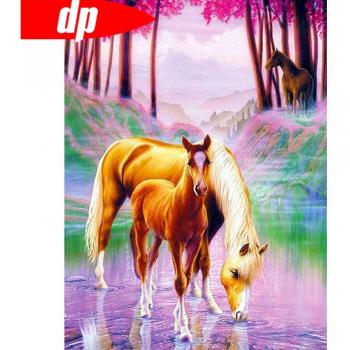 Peinture Mosaïque Cheval Strass 20×30 cm
