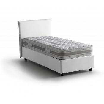 Lit double en tissu blanc avec matelas inclus