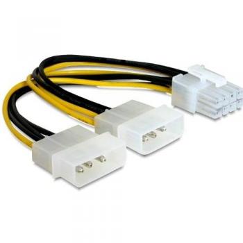 Delock PCI Express Stromversorgungs-Kabel, 8-Pin zu 2x Molex 4-Pin,15cm