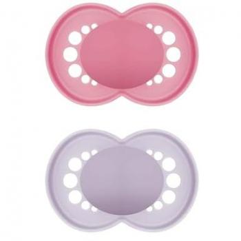 MAM Nuggi Original Pure Silikon 2er Set pink/lila 6-16 Monate