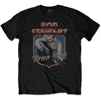 Forever Young Rod Stewart Crest Shirt – Black, M, 100% Cotton Jersey