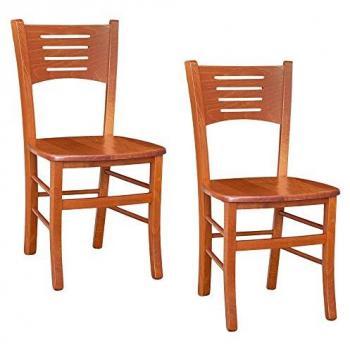 Cerezo Amelia: 2 Sillas con Asiento de Madera Maciza