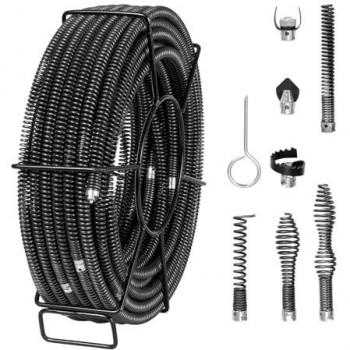 Heavy‑Duty 5/8 Drain Auger, 100 ft with 7 Sectional Cutters – Sink & Toilet Use