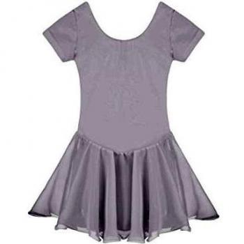 Kinder-Ballerina-Body in Weiß mit Wickelrock und Kurzarm‑Chiffon 130 cm