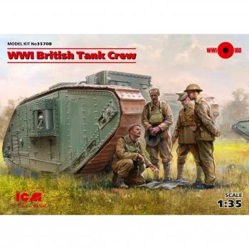 1:35 Modello Equipaggio Carro Armato Britannico WWI (4 figurine)