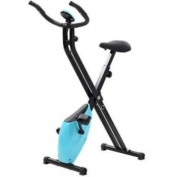 Folding Magnetic Resistance Exercise Bike X-Bike with Pulse Measurement Black and Blue