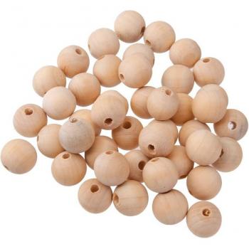 Naturholz-Perlen‑Kollektiv 50‑Stück – unbehandelt, Schmuck‑DIY