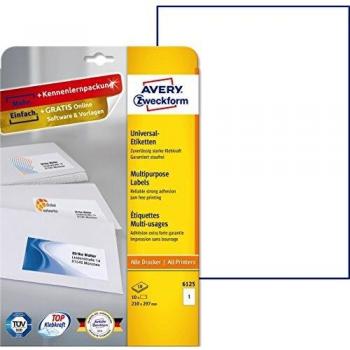 Avery Zweckform 6125 A4 Self-adhesive labels, 10 sheets