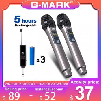 Microphone G-MARK X220U – Sans fil, 50 m, 2 canaux, Enregistrement & Karaoké