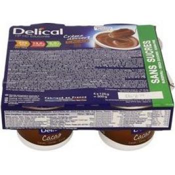 Delical Pack Crème Dessert P-HC Sans Sucre Cacao 4x125g
