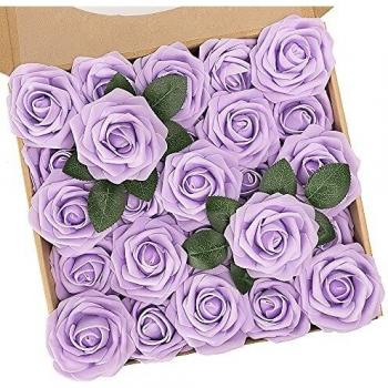 N&T Nieting Premium Artificial Roses, Foam Material, 25 Count, DIY Floral Arrangements, Wedding and Party Decor, Gifts for Valentine's & Mother's Day, Baby Shower Decorations, Purple