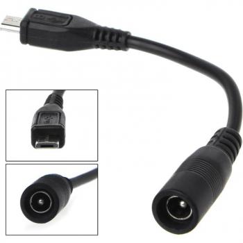 Adaptador hembra Micro USB a DC 5,5x2,1mm impermeable