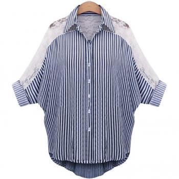 Camisa de Otoño para Mujer Talla Grande L-6XL con Cuello Volteado