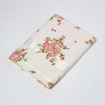 Floral Patterned 100% Cotton Cream Bath Towel