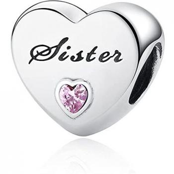 I Love Mother Charm 925 Sterling Silver Clear CZ Bead