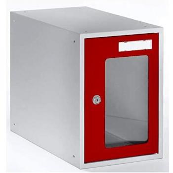 Casiers QUIPO vitrés avec serrure 350 x 250 x 450 mm rouge feu RAL 3000