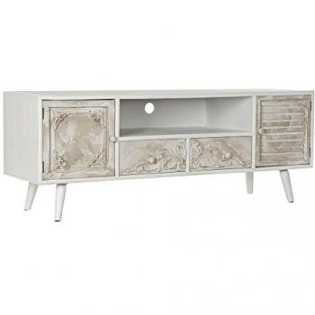 Mueble de TV DKD Home Decor 136 cm Abeto Beige Blanco MDF