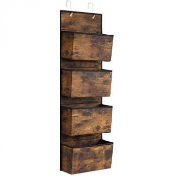 SONGMICS Over-Door Organizer, 4 Compartments, Rustic Brown