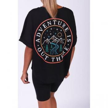 Watapparel Oversize T-Shirt Frauen Entdecke das Abenteuer