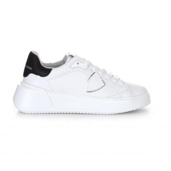 Scarpe Philippe Model Donna Bianche Tres Temple in Pelle Dettagli Neri