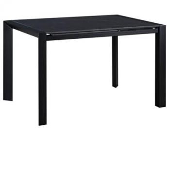 Table de Repas Allongée MELIA Plateau Noir avec Pieds Métalliques