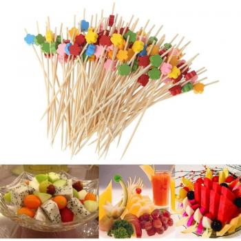 Disposable Bamboo Food Sticks – 100 Count, 12 cm Plum Blossom