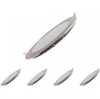 Silumen – Downlight Dalle LED 18 W Extra Plate Ronde Aluminium – Pack 5 (Blanc Cha