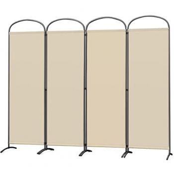 Paravento Curvo 4 Pannelli Beige 225 x 185 cm