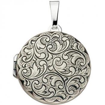 Medaillon für 2 Fotos 925 Sterling Silber matt Anhänger zum Öffnen