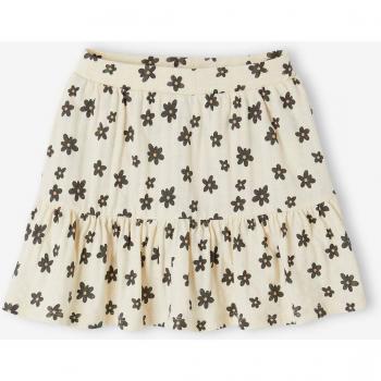 Falda corta con motivos florales para niña crudo