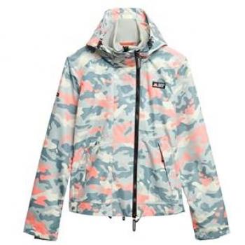 Cortavientos gris con capucha Superdry para mujer