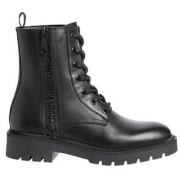 Calvin Klein Zapatos militares de estilo moderno, cordón medio, zip y tono negro