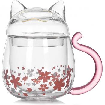 8.5oz/250ml Double Layer Cat Mug with Lid