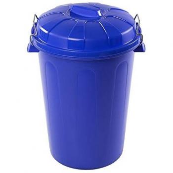 Cubo de basura con tapa y asas metálicas